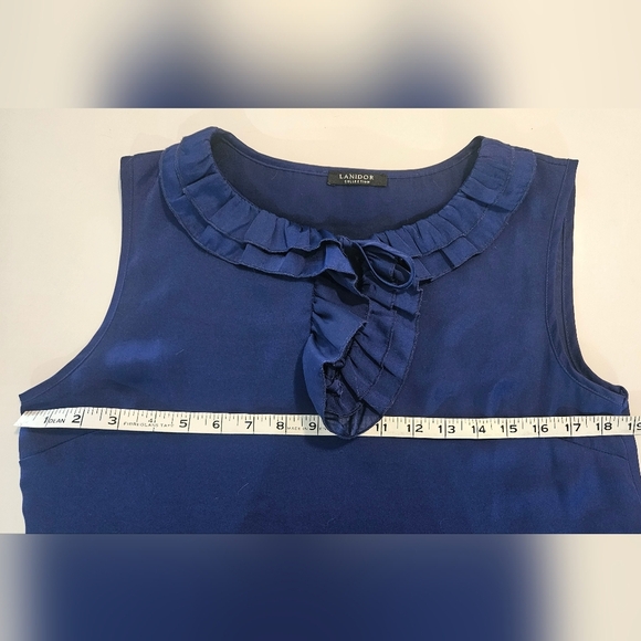 Lanidor Deep Blue Ruffled Sleeveless Blouse - Picture 6 of 6